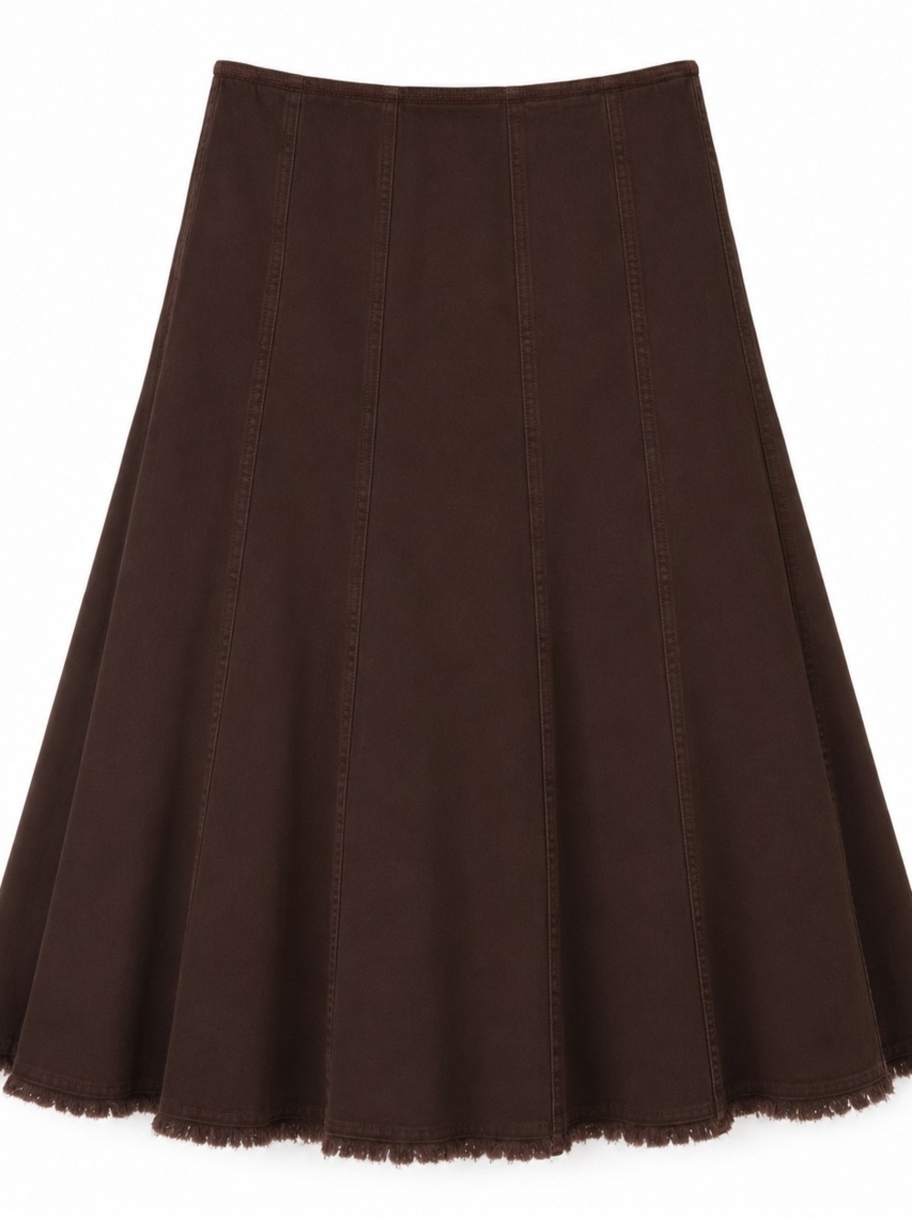 CAbi Chocolate Brown Corduroy Midi A-Line Skirt Boho Western Heritage Sz4 - Picture 2 of 6